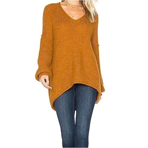 Free People All Mine Oversized Alpaca Blend Sweater Rust Orange Size Large B - Picture 7 of 7